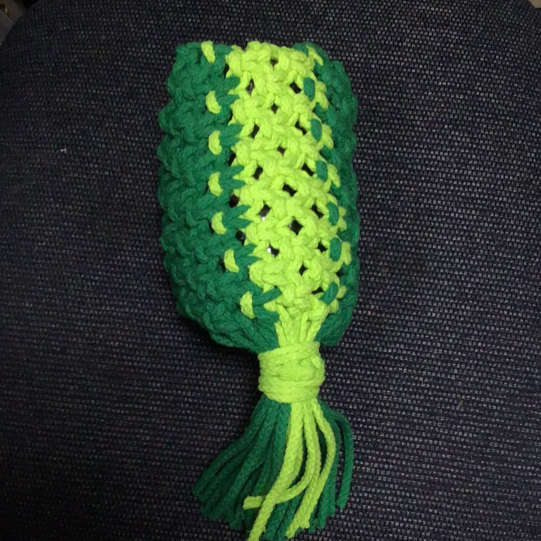 Green macrame handbag