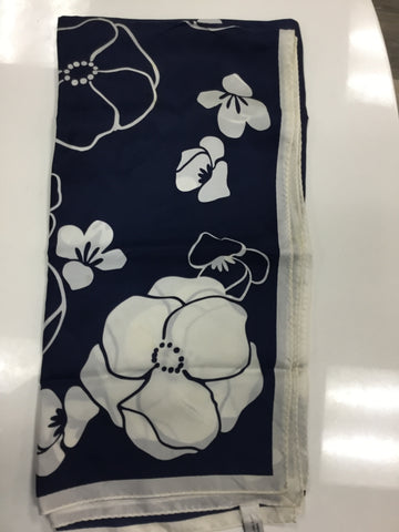 Navy & ivory silk scarf