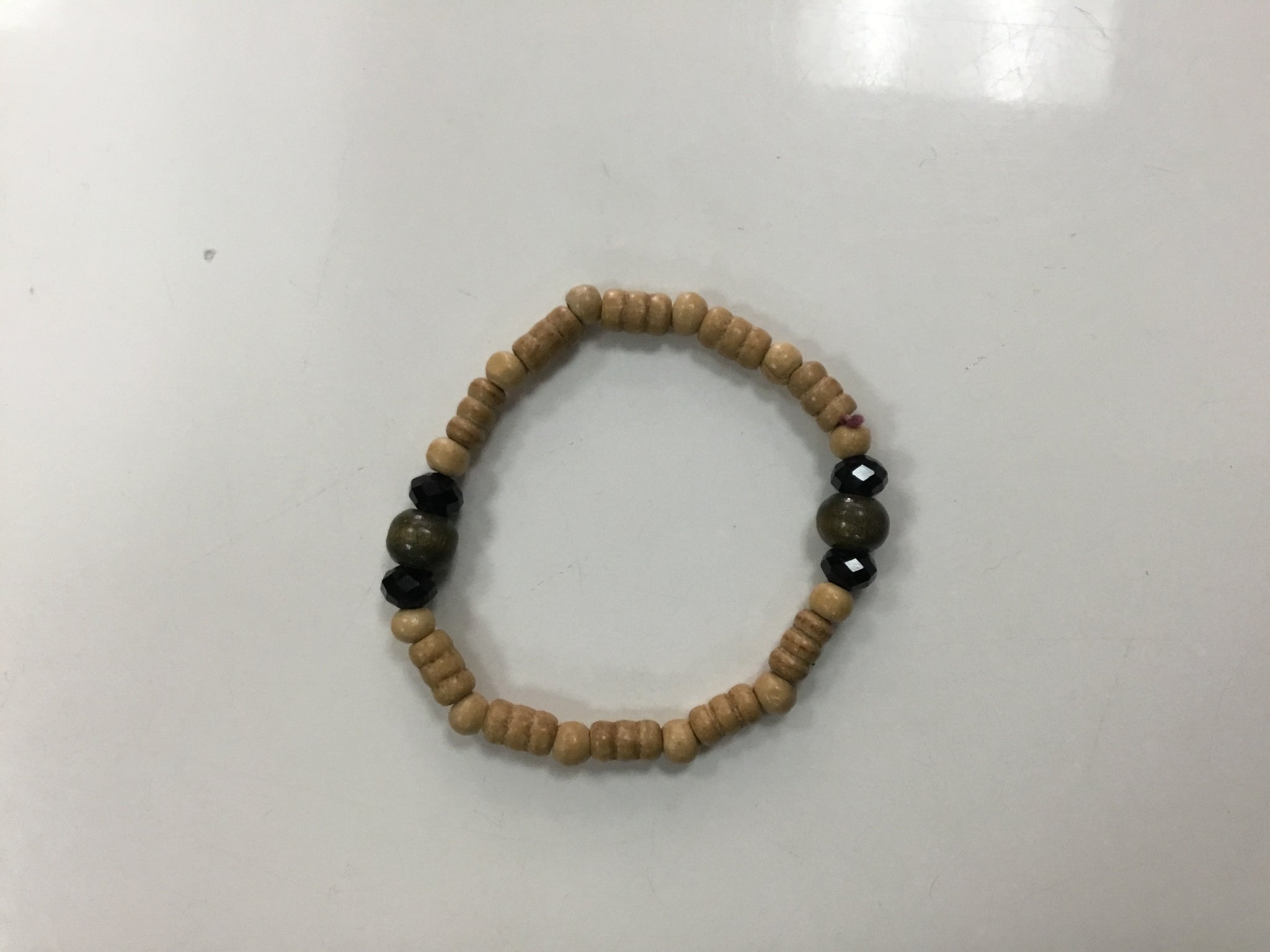 Wood & glass beads bracelet